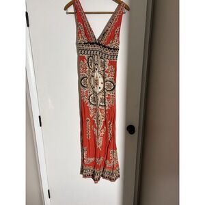 Akualani Bohemian Maxi Dress Sleeveless V-Neck Convertible Straps Halter Size S